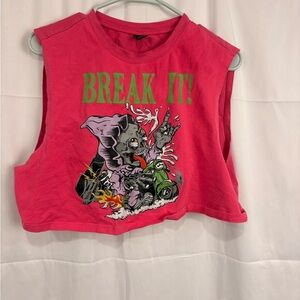 SHEIN Pink 'Break It!' Graphic Crop Top